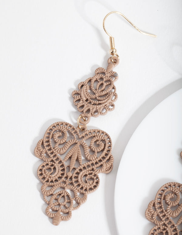 Brown Drop Earrings