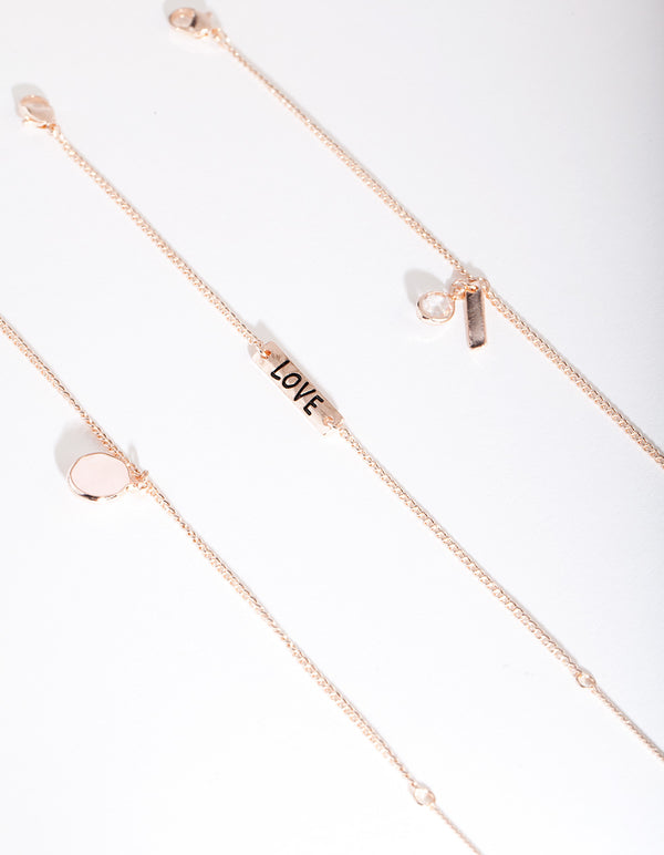 Rose Gold Love Charm Bracelet Pack