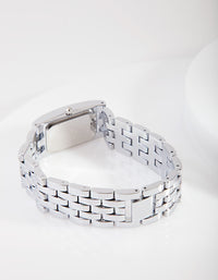 Silver Rectangle Stone Link Watch - link has visual effect only