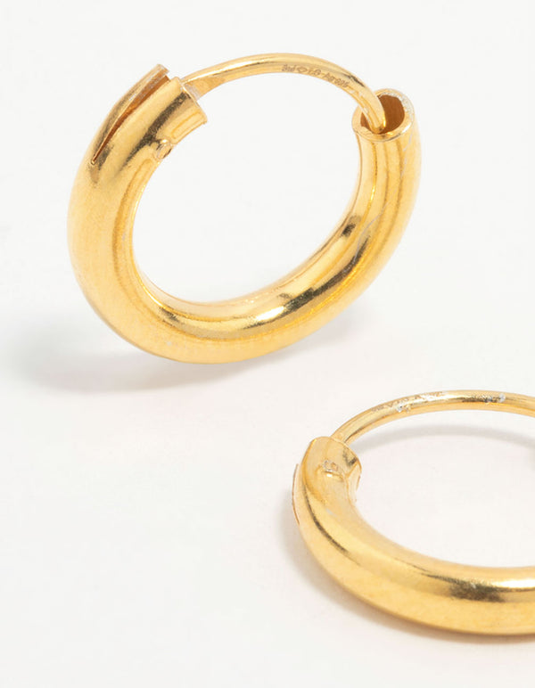 Gold Plated Sterling Silver Large Huggie Earrings