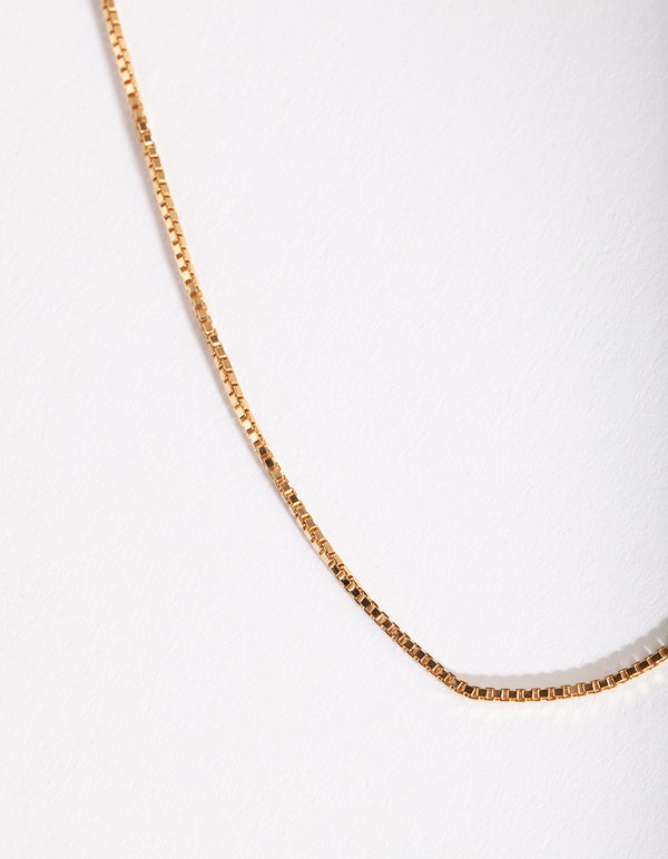Gold Plated Sterling Silver Box Chain Necklace