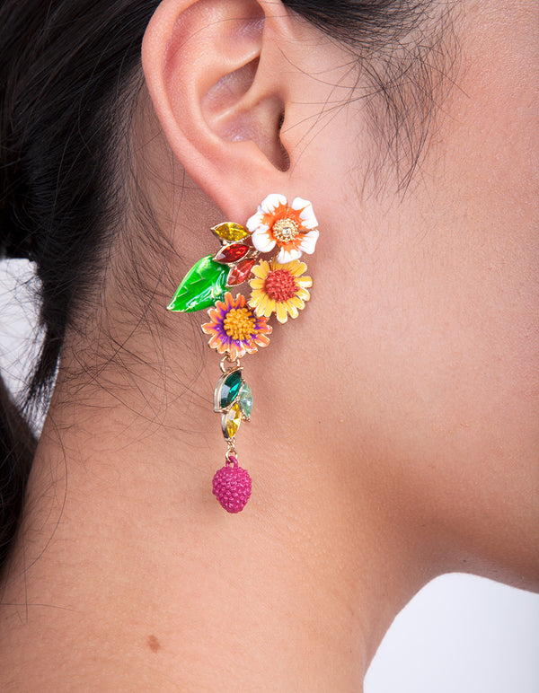 Multi Fruit Flower Earrings