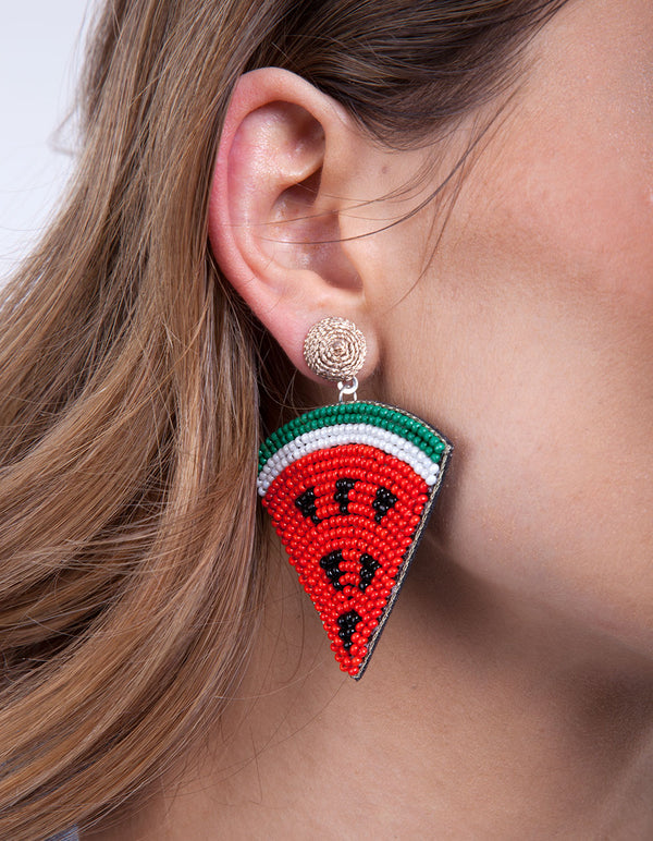 Red Watermelon Slice Earrings