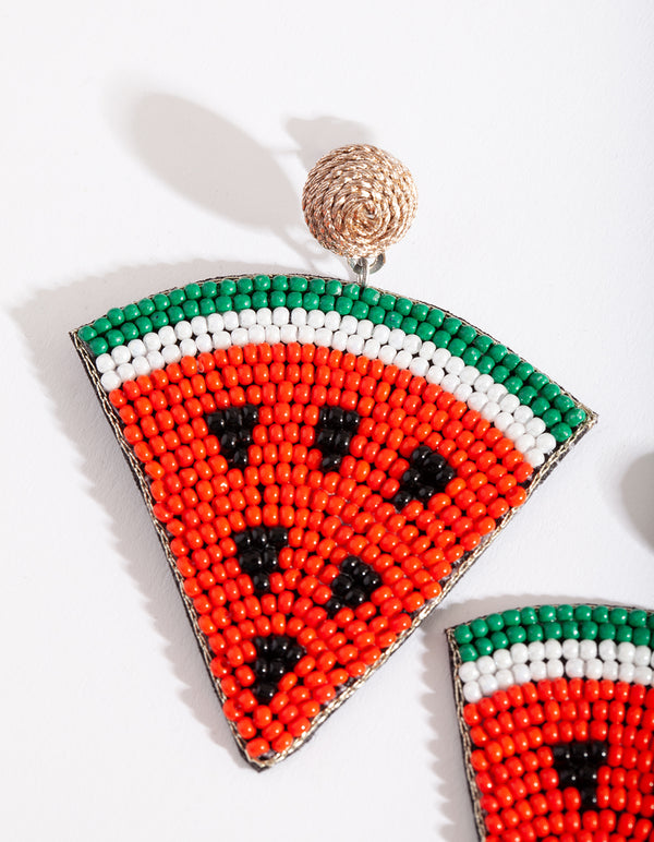 Red Watermelon Slice Earrings