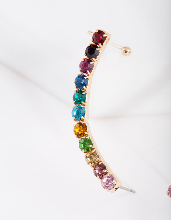 Rainbow Diamante Ear Cuff