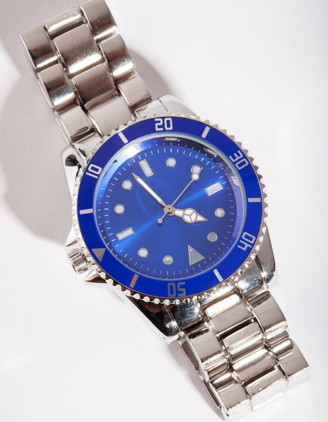 Silver Blue Face Bezel Watch