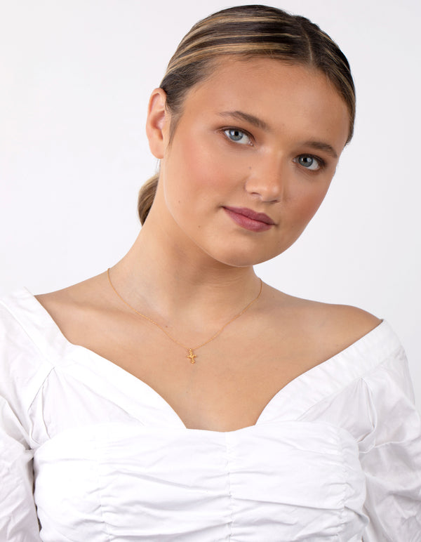 Gold Plated Sterling Silver Cross Necklace