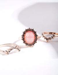 Rose Gold Stone Diamante Ring Pack - link has visual effect only