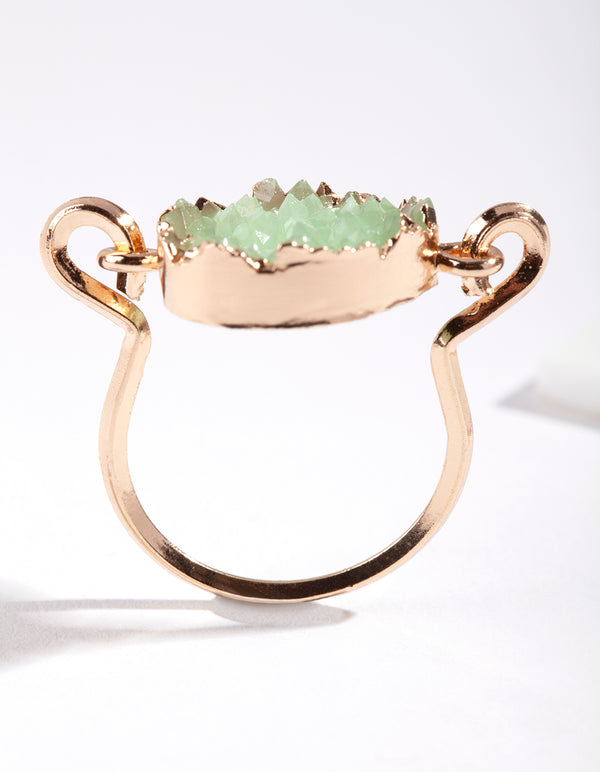 Gold Jade Druzy Ring