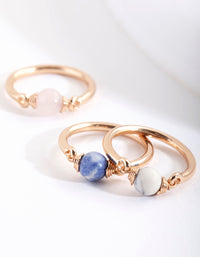 Gold Semi-Precious 3 Ring Stack Pack - link has visual effect only