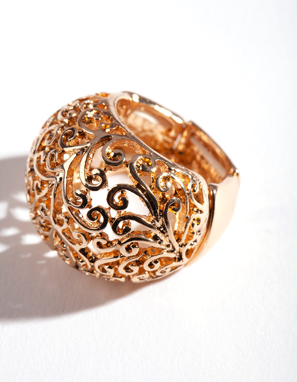 Gold Swirl Dome Metal Ring