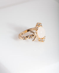 Gold Synthetic Opal Moon Diamante Ring - link has visual effect only