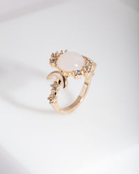 Gold Synthetic Opal Moon Diamante Ring - link has visual effect only