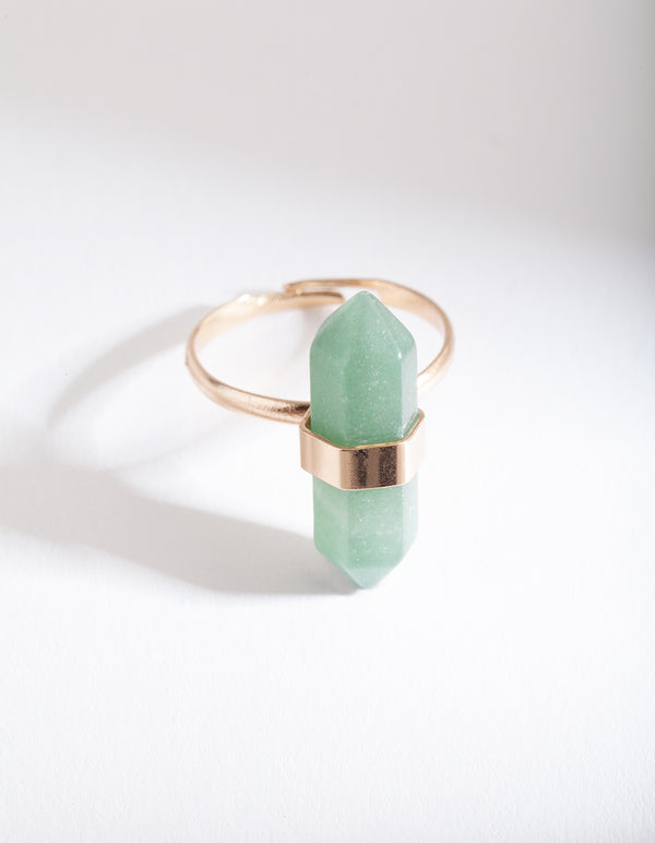 Gold Jade Semi-Precious Shard Ring