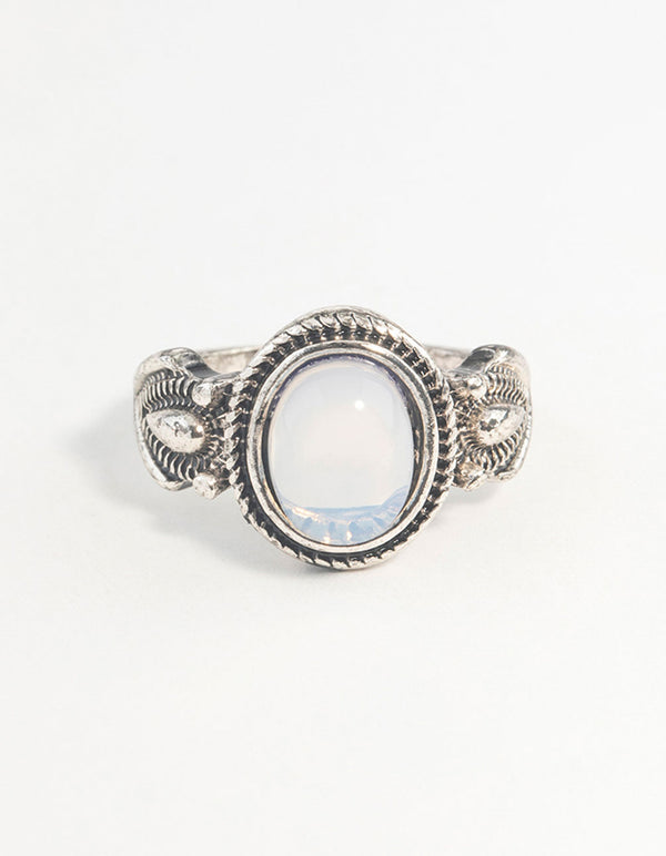 Antique Silver Oval Moonstone Ring