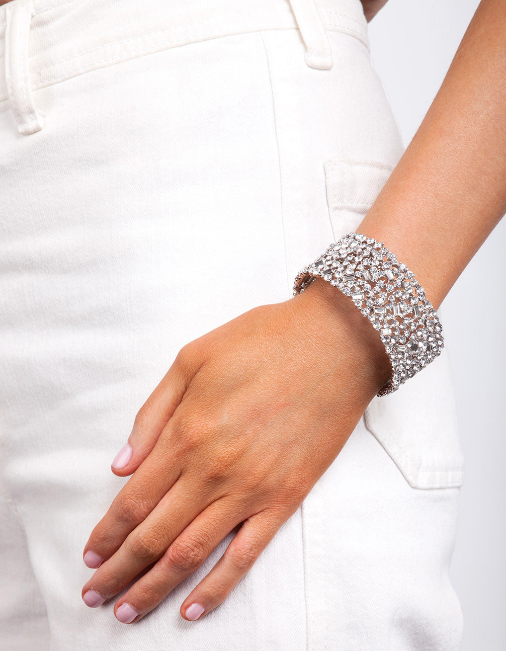 Silver Gem Embellished Bracelet