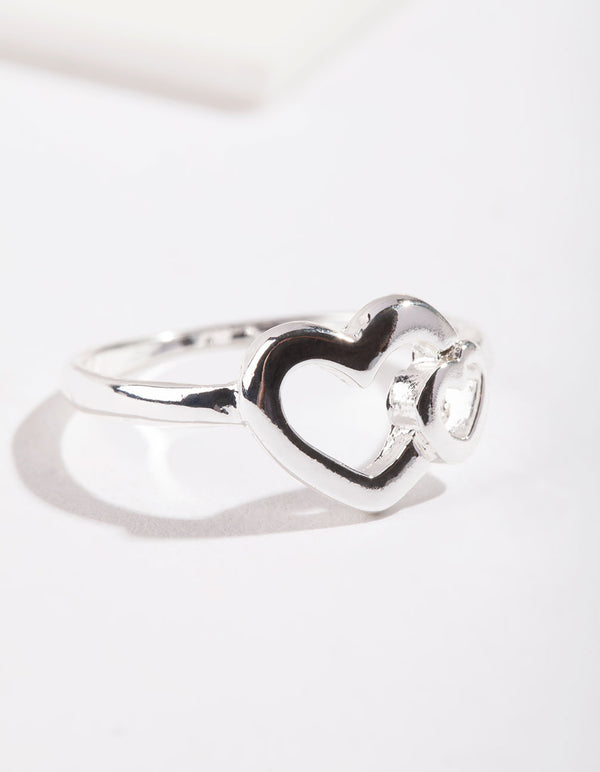Silver Double Heart Ring
