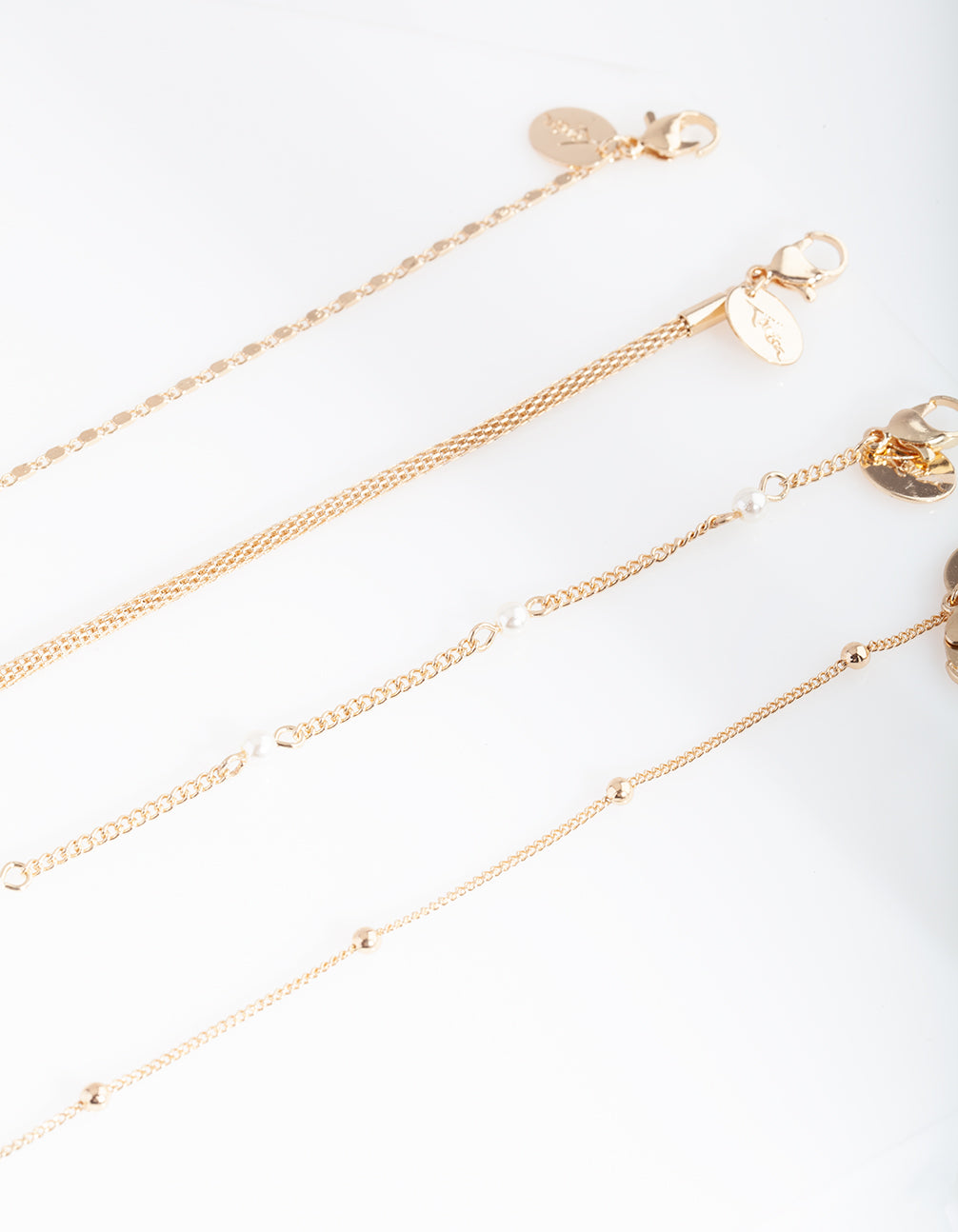 Gold Chain Pearl Anklet Bracelet Pack