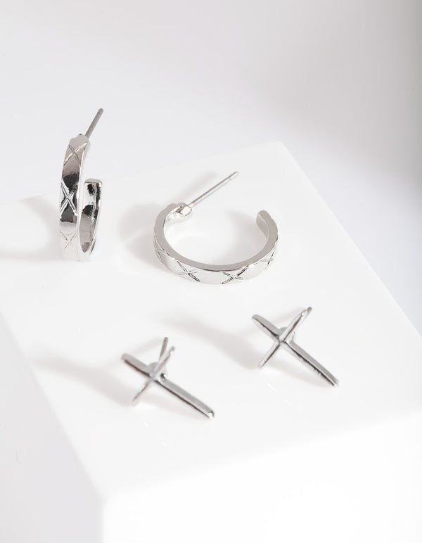 Silver Cross Earring Pack