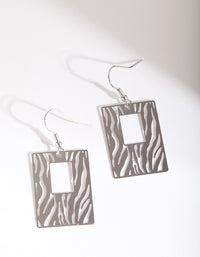 Silver Zebra Cut Drop Earrings - link has visual effect only