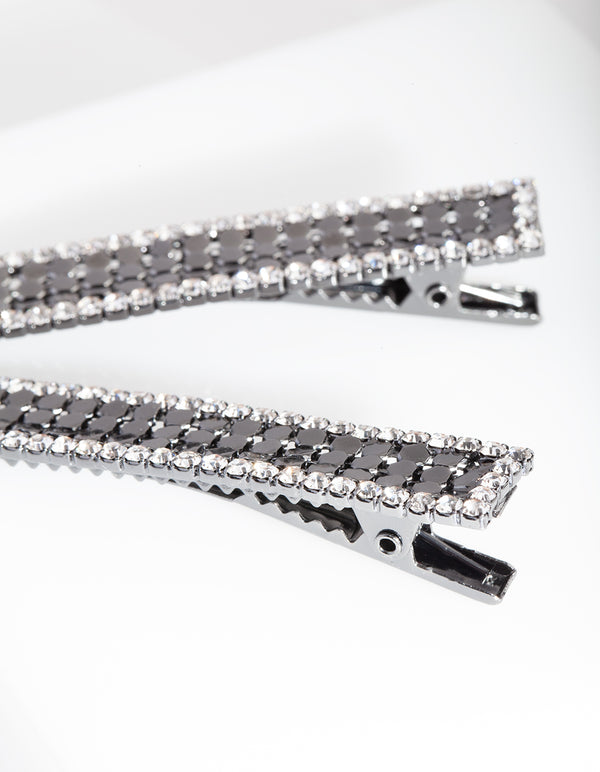 Gunmetal Glow Mesh Hair Clips Pack