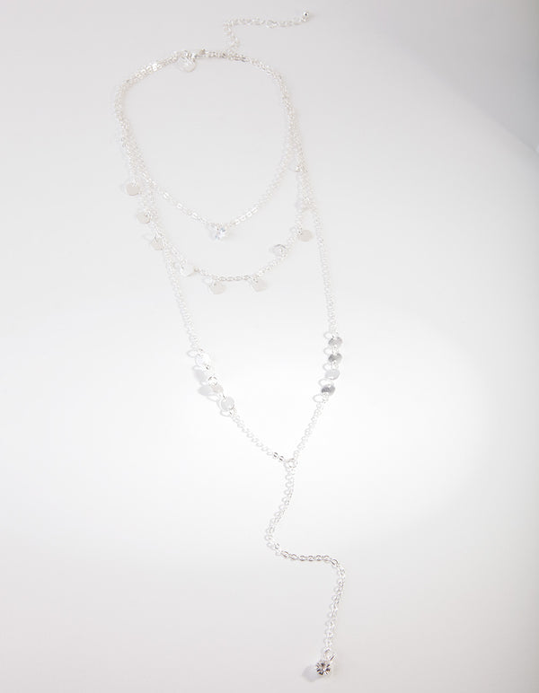 Silver Multi Layer Disc Charm Choker