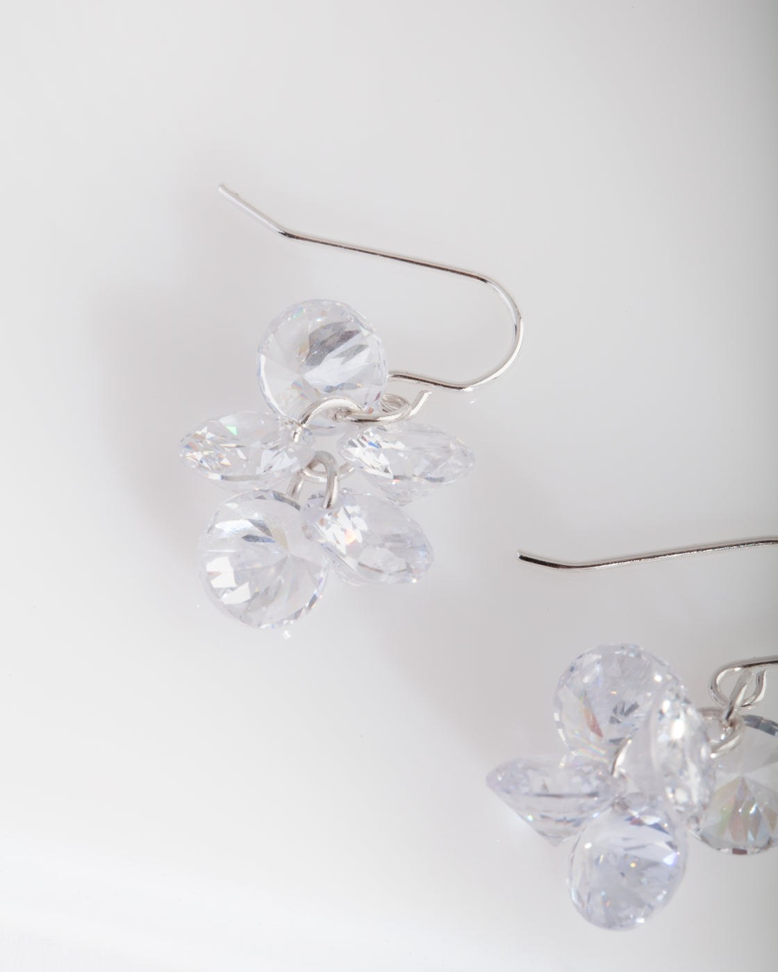 Silver Cubic Zirconia Cluster Earrings