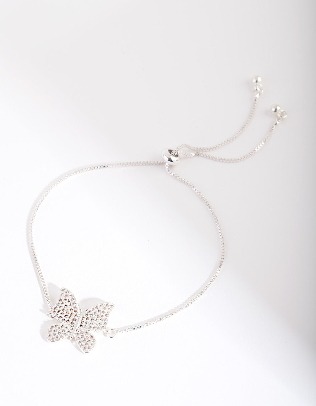 Silver Cubic Zirconia Butterfly Toggle Bracelet