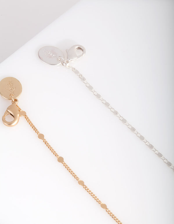 Mixed Metal Simple Chain Bracelet