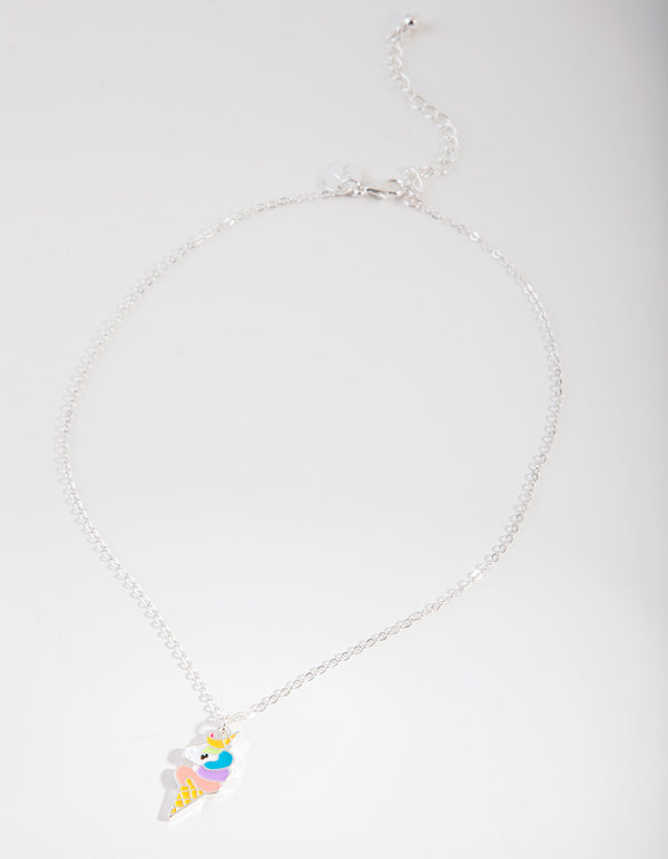 Silver Unicorn Ice Cream Necklace
