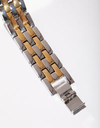 Mixed Metal Square Link Watch - link has visual effect only