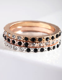 Mixed Metal Half & Half Diamante Stack Ring - link has visual effect only