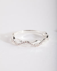 Cubic Zirconia Half Diamante Rope Ring - link has visual effect only