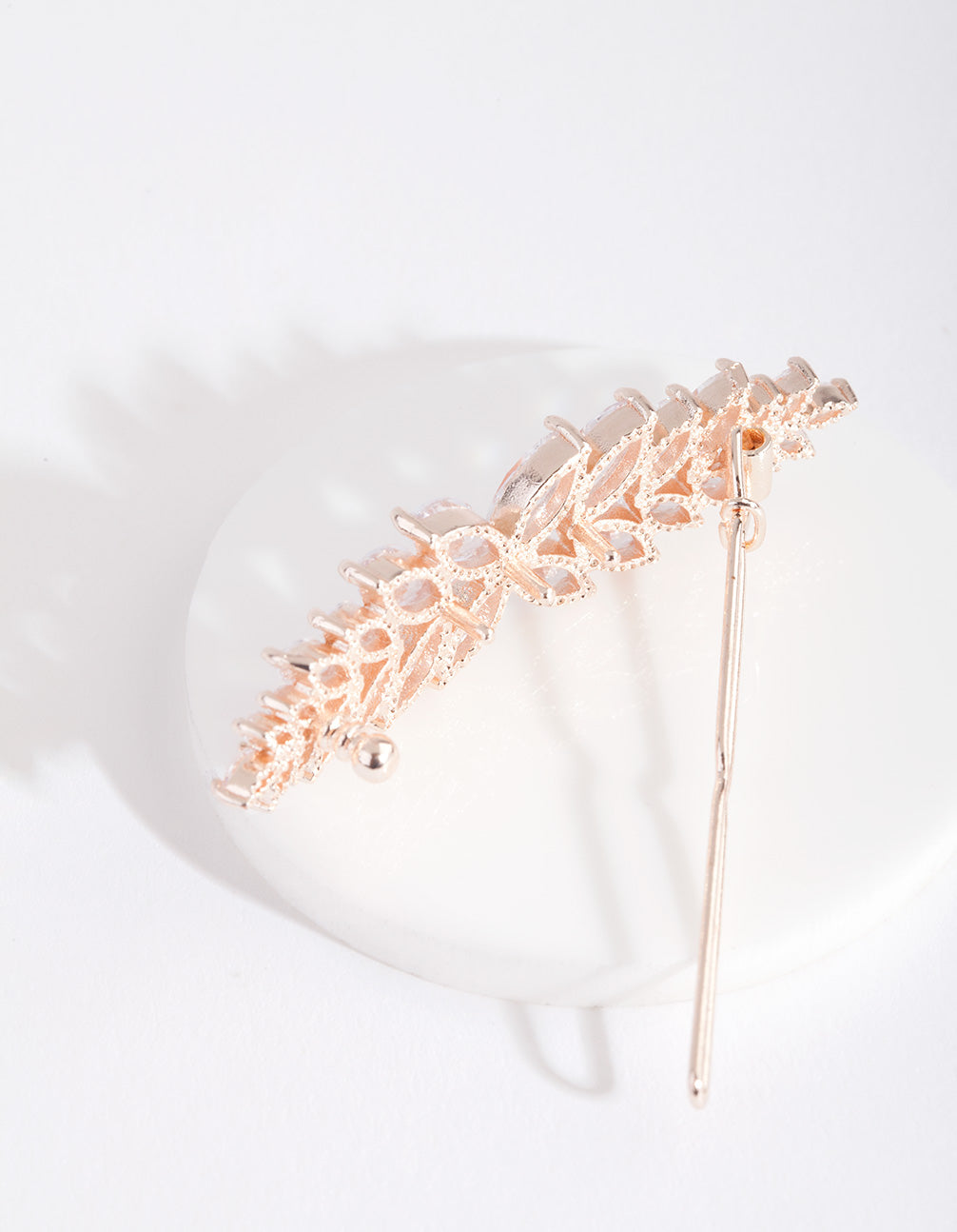 Cubic Zirconia Rose Gold Laurel Hair Clip