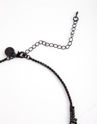 Black Diamante Leaf Necklace & Earrings Set - link has visual effect only