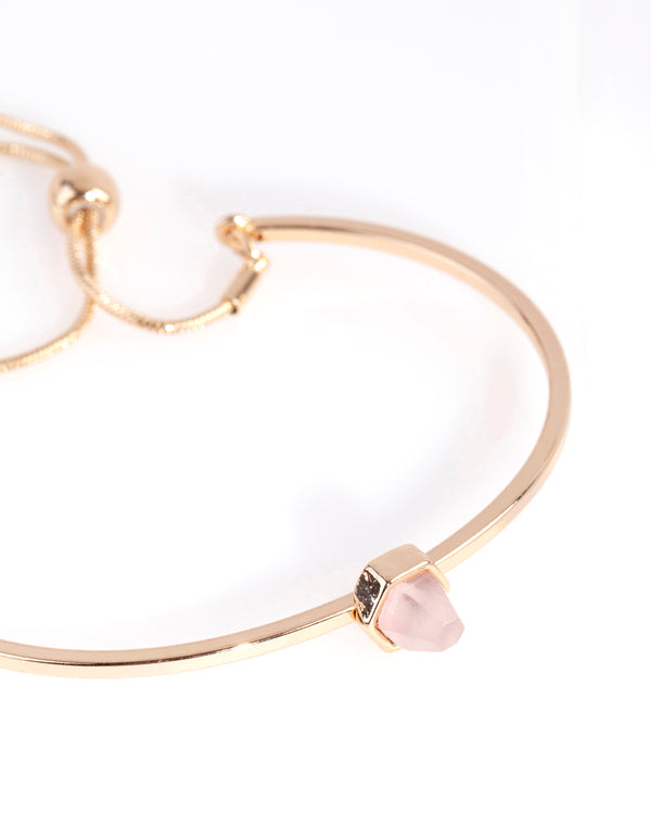Gold Rose Quartz Toggle Bracelet