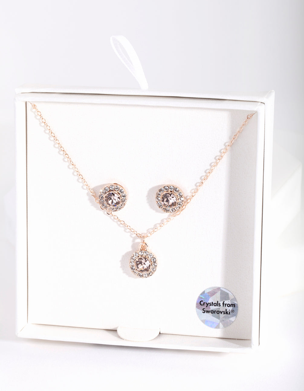Rose Gold Silk Swarovski Earring Necklace Set