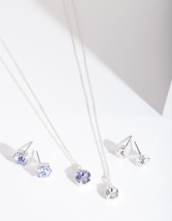 Lavender 2 Stone Earring Necklace Set