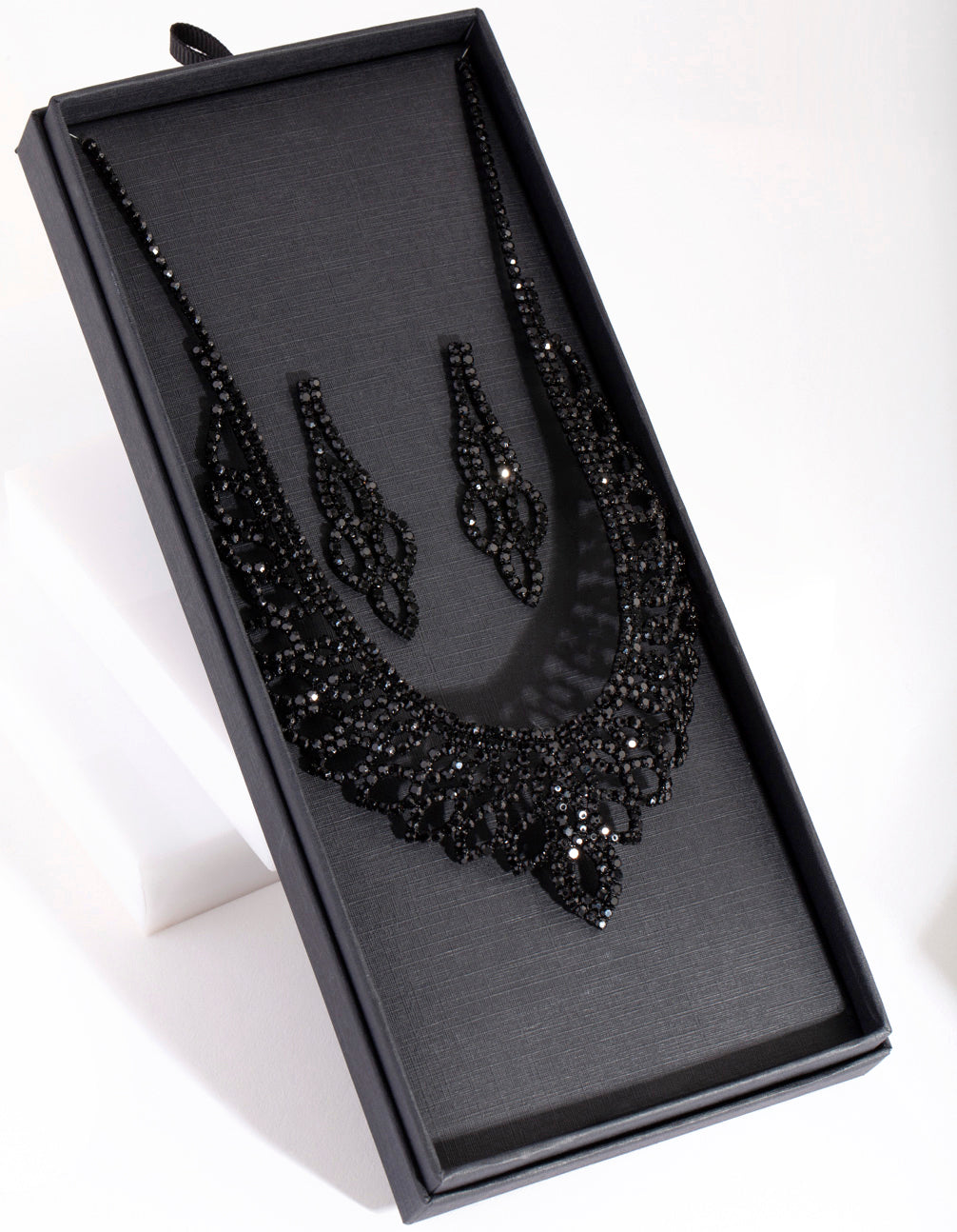 Black Decorative Cubic Zirconia Earring Necklace Set