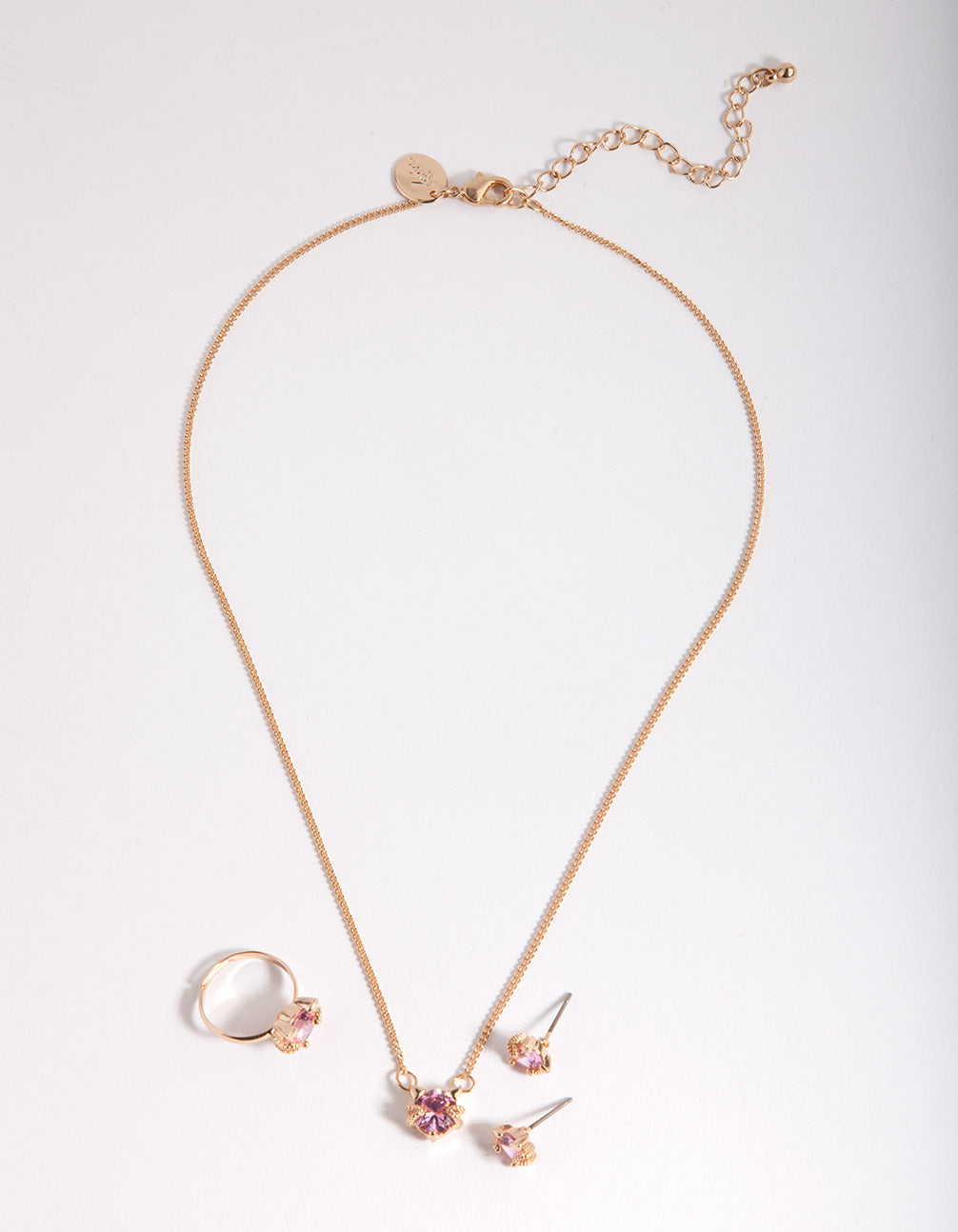 Kids Pink Cubic Zirconia Cat Jewellery Pack