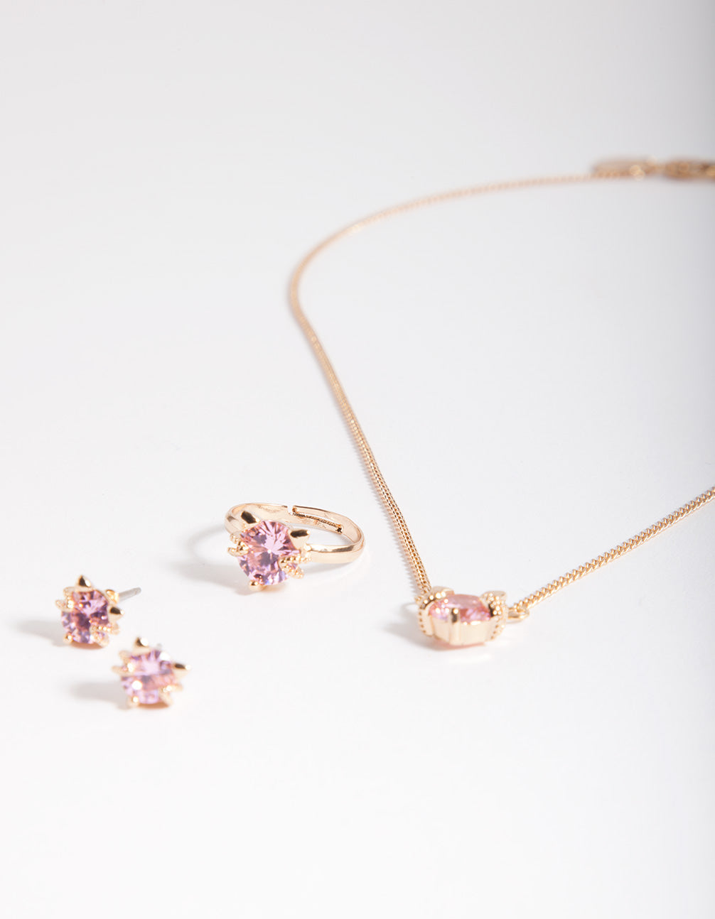 Kids Pink Cubic Zirconia Cat Jewellery Pack