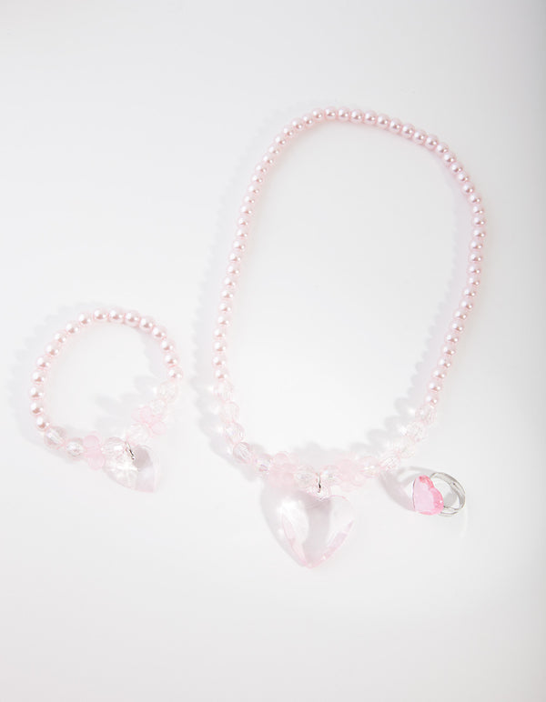 Kids Beaded Large Heart Jewellery Set