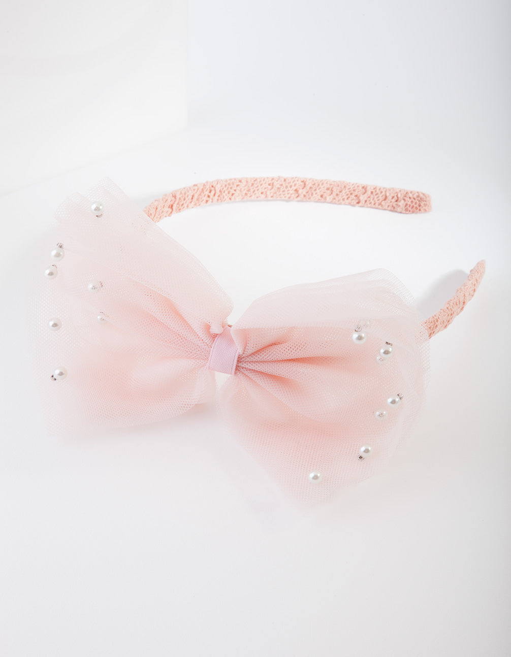 Kids Fabric Glitter Pink Bow Headband