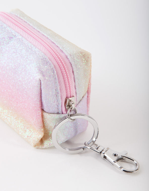 Kids Rainbow Glitter Purse Keyring