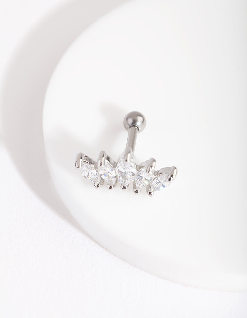 Surgical Steel Graduated Marquise Diamante Barbell Earring