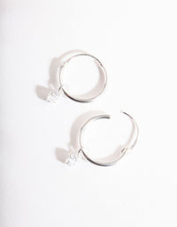 Sterling Silver Diamante Dangle Hoop Earrings - link has visual effect only
