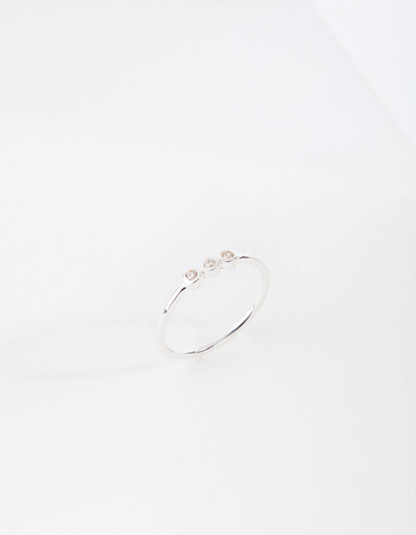 Sterling Silver Triple Diamante Ring