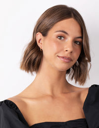 Gold Plated Sterling Silver Half Circle Thread Through Earrings - link has visual effect only