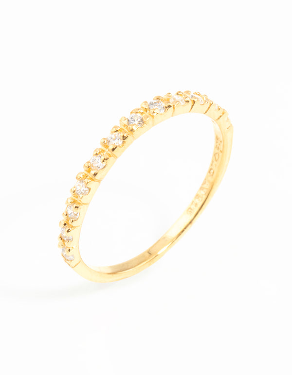 Gold Plated Sterling Silver Pave Diamante Ring