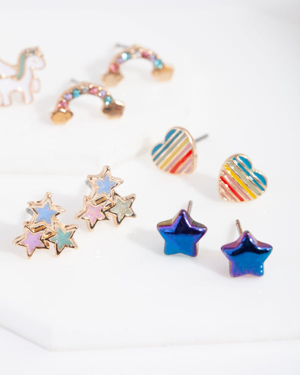 Kids Rainbow Stud Earring 6-Pack